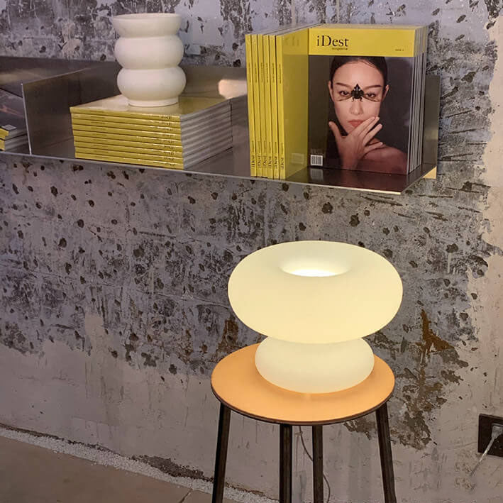 Danish Milk White Mushroom 1-Light Table Lamp - Modern Minimalist Lighting, Contemporary Home Decor, Elegant Nightstand Lamp, Stylish Interior Design, Soft Ambient Light Fixture, Scandi Inspired Lighting, Unique Home Accent, Designer Lamp for Living Room,