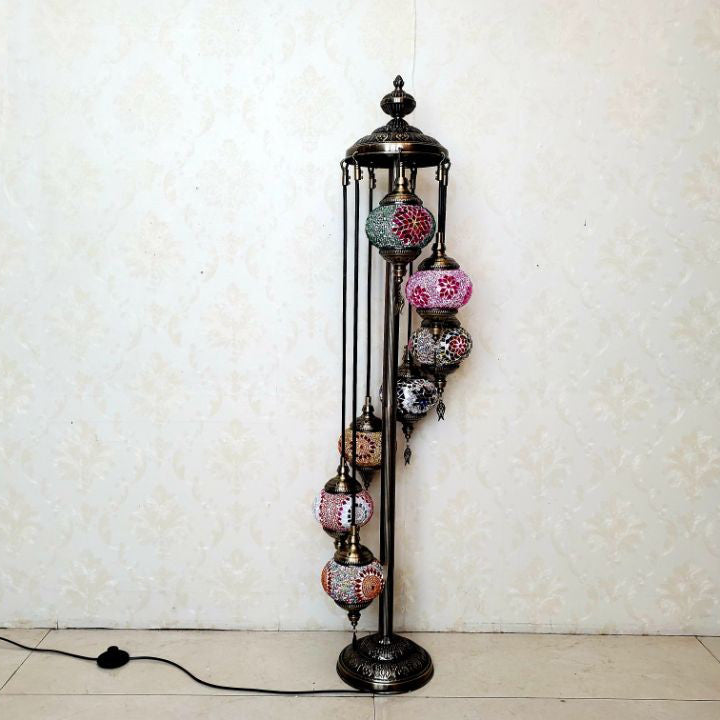 Tiffany Oval Ball Iron Stained Glass Floor Lamp - 5/7 Light for Living Room