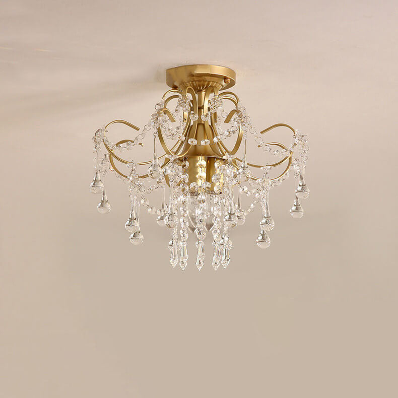 Modern Crystal Flower Semi-Flush Mount Ceiling Light, 1/3-Light Design, Elegant Home Lighting
