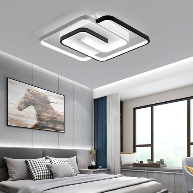 Modern Square Aluminum LED Semi-Flush Mount Ceiling Light