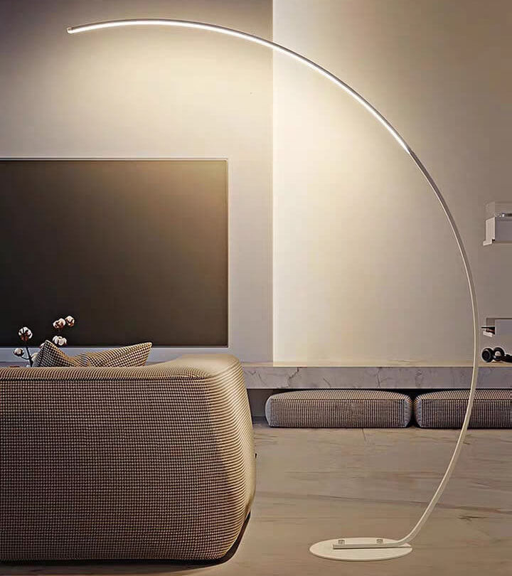 Modern Minimalist Fishing Rod LED Floor Lamp - Arc Circular PVC Aluminum Design for Living Room Lighting