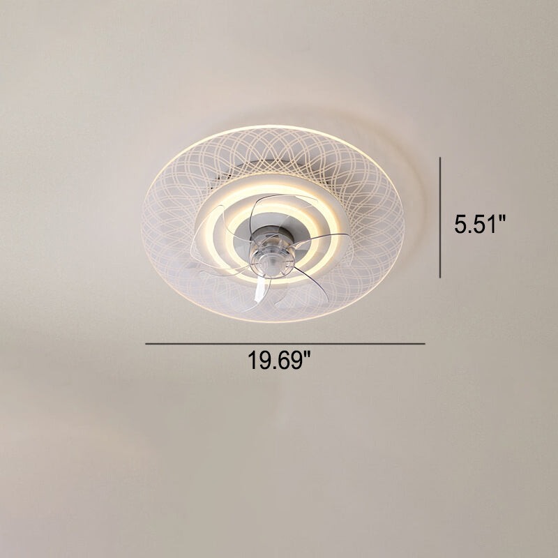 Modern Light Luxury Geometric LED Flush Mount Ceiling Fan Light