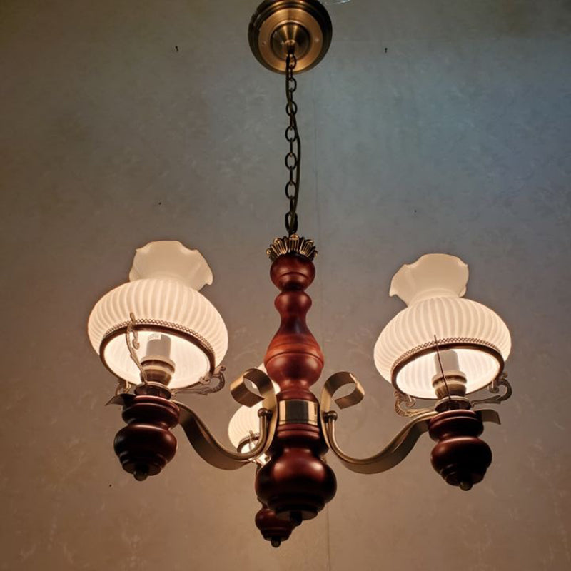 Rustic Iron & Wood 3-Light Candelabra Chandelier for Living Room Decor