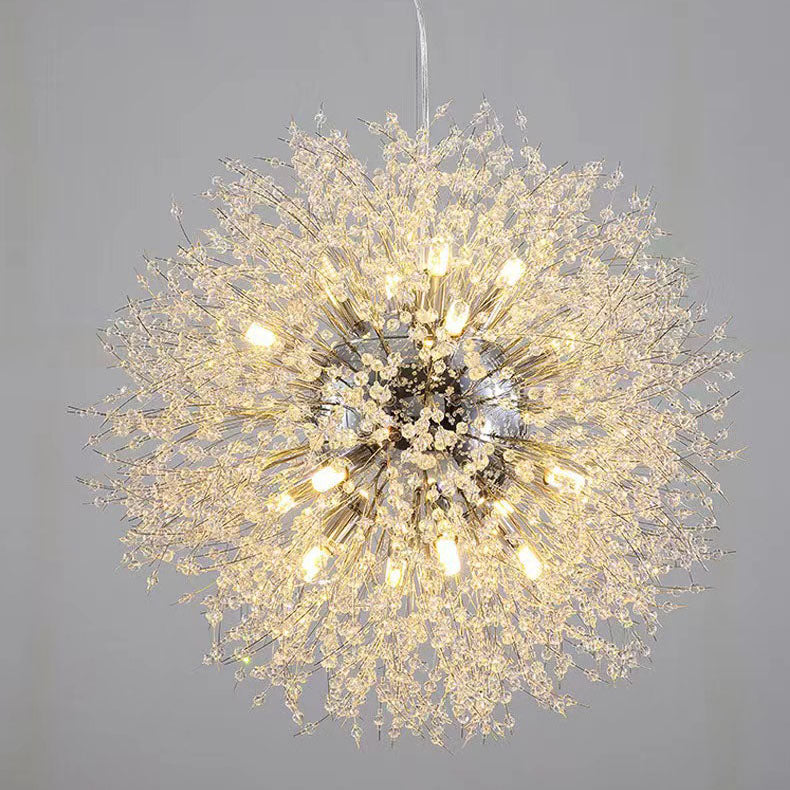 Contemporary Scandinavian Dandelion Crystal Chandelier - 8/9/12/16 Lights for Bedroom Elegance