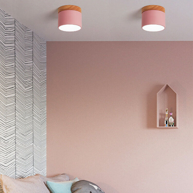 Scandinavian Macaroon LED Flush Mount Ceiling Light - Solid Color Design