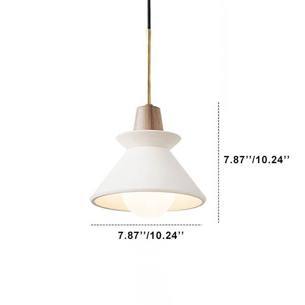 Nordic Minimalist White Cement Pendant Light - 1-Light Tapered Design