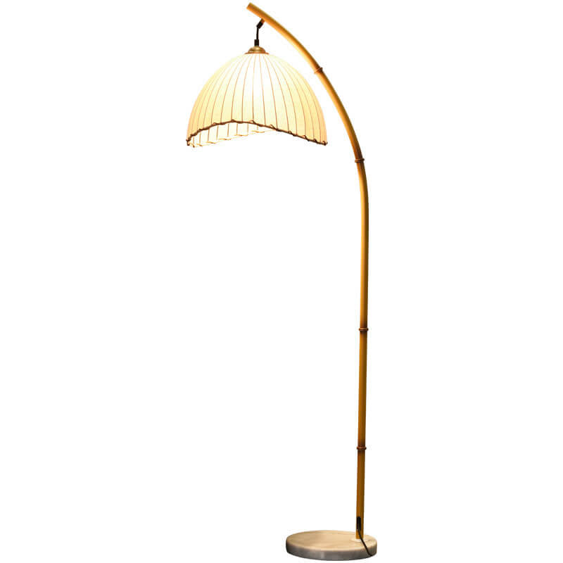 Retro Zen Bamboo Floor Lamp - 1-Light Standing Design for Tranquil Ambiance, Eco-Friendly Lighting, Modern Home Décor, Adjustable Height, Stylish Natural Aesthetic