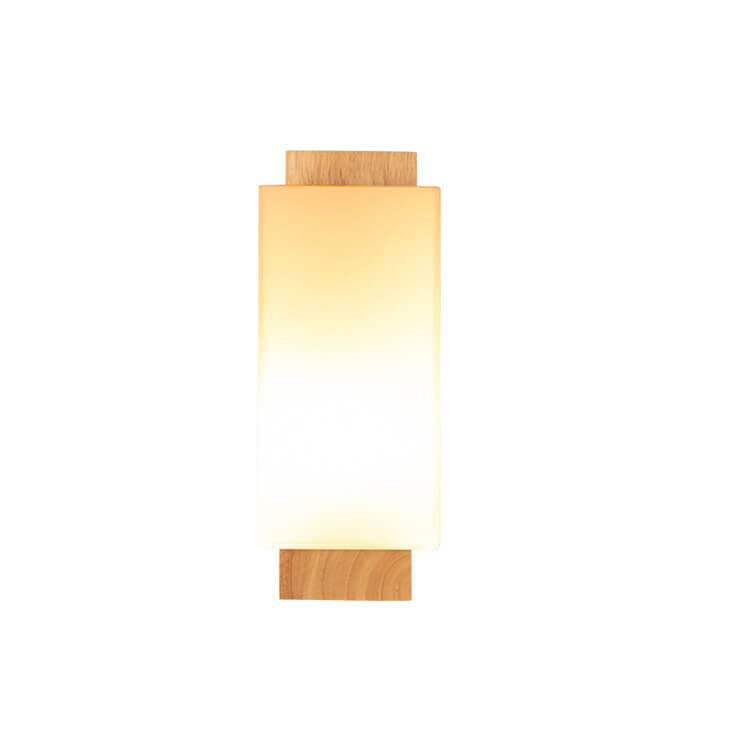 Modern Minimalist Wood and Glass Square Wall Sconce Lamp - 1-Light Design for Elegant Lighting