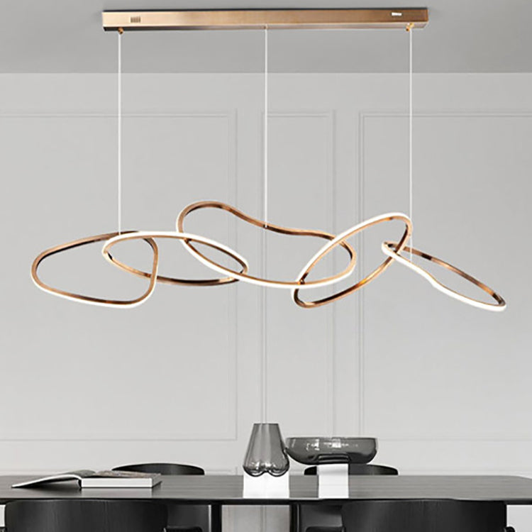 Contemporary Nordic Stainless Steel Round Toroidal LED Chandelier for Dining Room