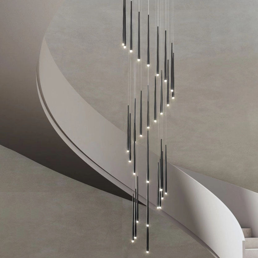 Modern Minimalist Tapered Tube LED Island Chandelier - Iron & Acrylic Design