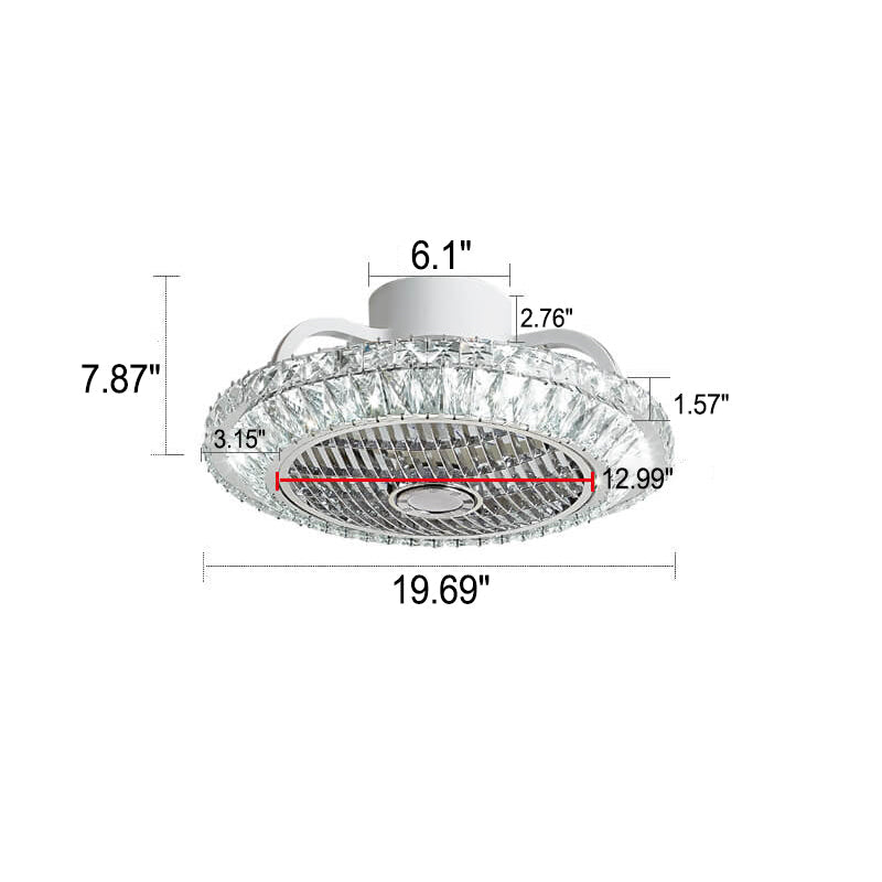 Nordic Crystal Round LED Flush Mount Ceiling Fan Light