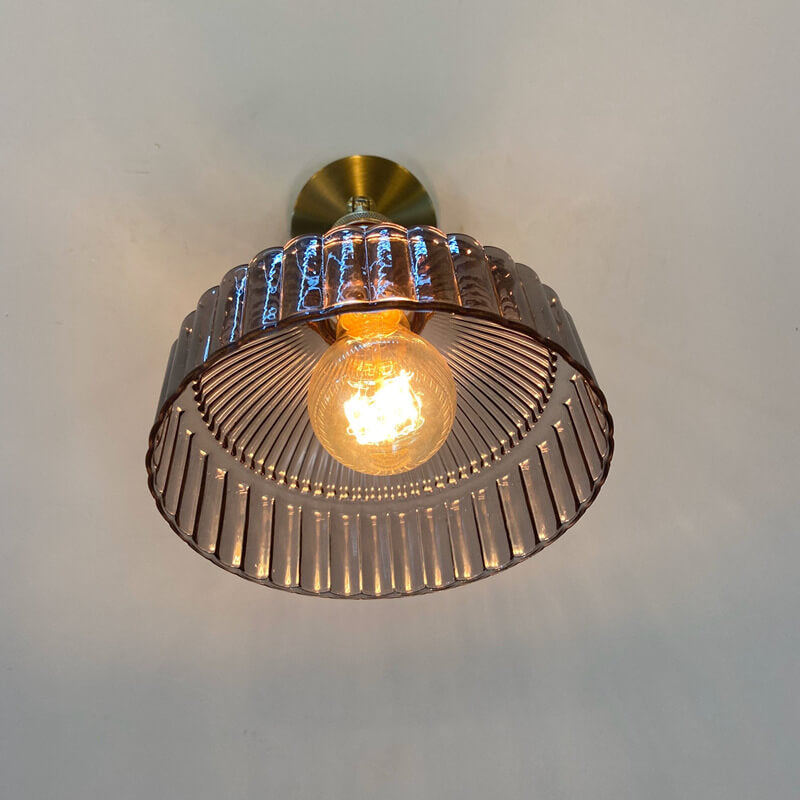 Nordic Dome Glass Shade Brass Wall Sconce 1-Light Lamp