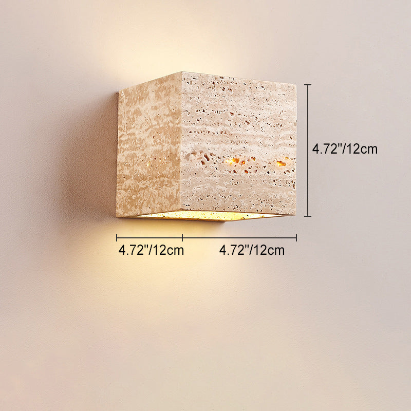 Traditional Japanese Waterproof Yellow Travertine LED Wall Sconce for Hallway