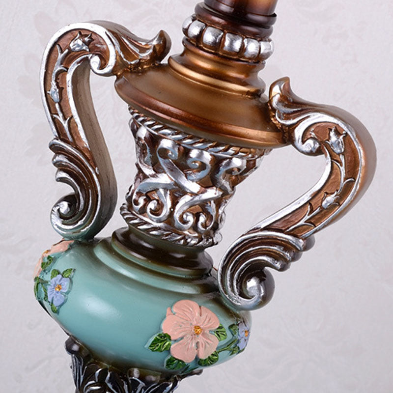 Traditional Blue Fabric Tassel Table Lamp - 1-Light Bedroom Decor