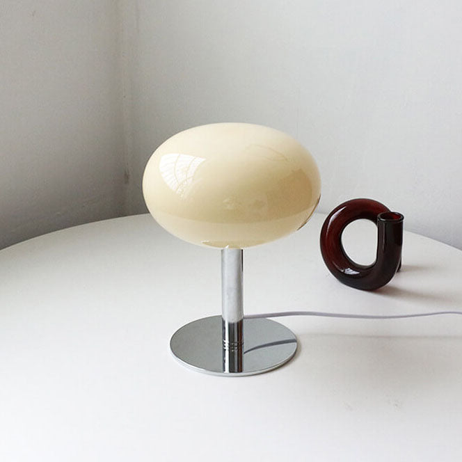 Contemporary Nordic Round Iron Glass Table Lamp - 1-Light Bedroom Accent