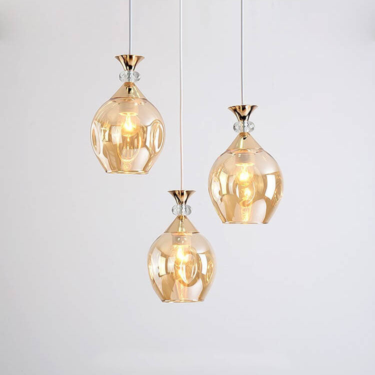Contemporary Nordic Gradient Glass Orb 1/3 Light Island Chandelier for Living Room