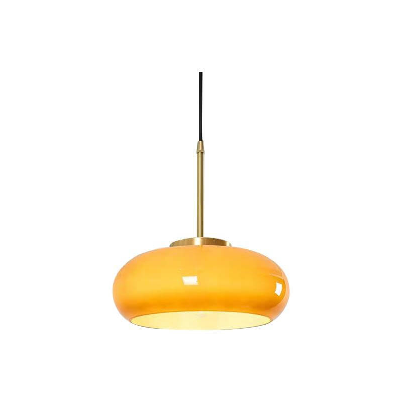 Modern Retro Solid Color Glass Pendant Light - Electroplated Copper Flush Mount 1-Light Fixture