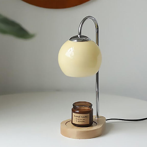 Modern Solid Wood Spherical Table Lamp - 1-Light Melting Wax Design