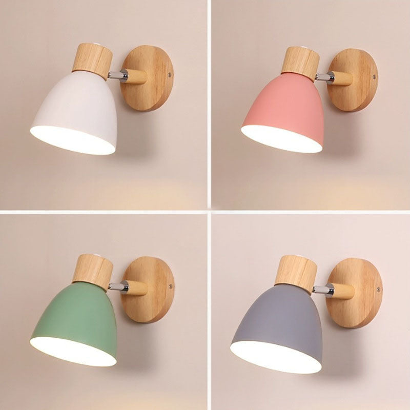 Modern Minimalist Macaron Iron Wood Wall Sconce Lamp - 1 Light Home Decor