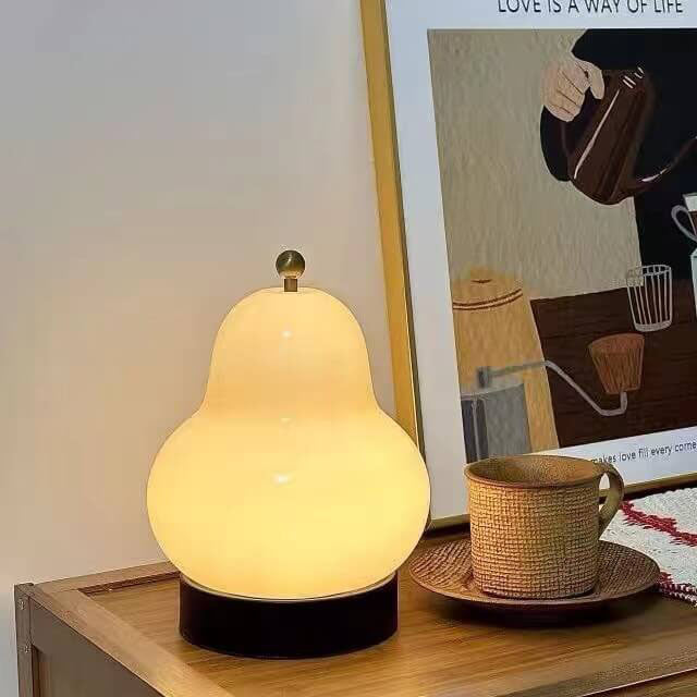 Traditional French Cream Pear Shape LED Rechargeable Touch Table Lamp for Bedroom Nightstand Lighting Decorative Accent Soft Warm White Glow Modern Minimalist Design Portable Cordless Dimmable Bedside Lamp Stylish Home Decor Unique Gifts for Her