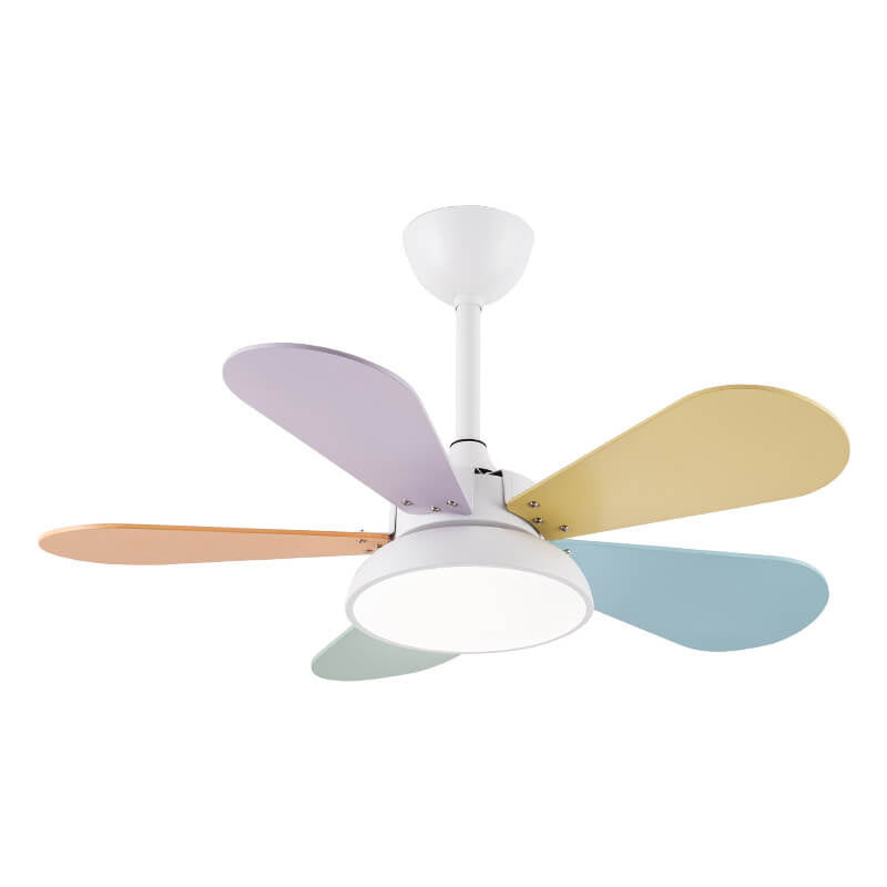 Colorful Round Fan Leaf Kids Downrods Ceiling Light