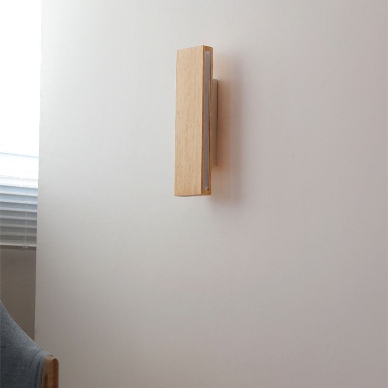 Nordic Modern Rectangular Wood Acrylic LED Wall Sconce Lamp