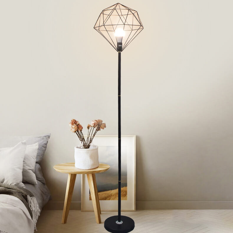Contemporary Iron Hollow Diamond 1-Light Floor Lamp for Study