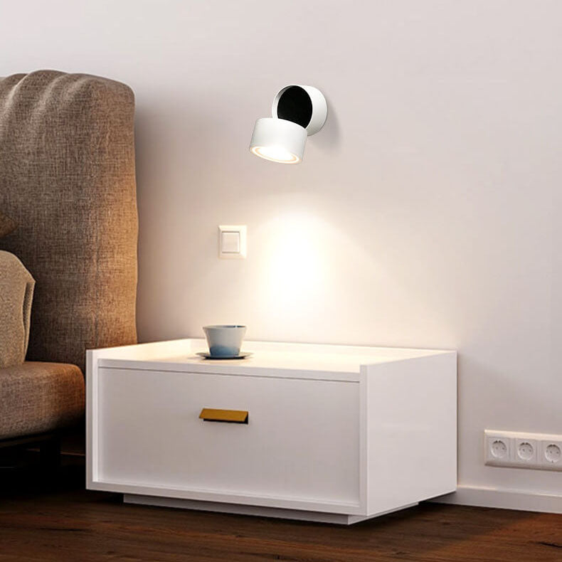 Modern Minimalist Round Aluminium Rotatable Folding LED Wall Sconce for Living Room & Bedroom
