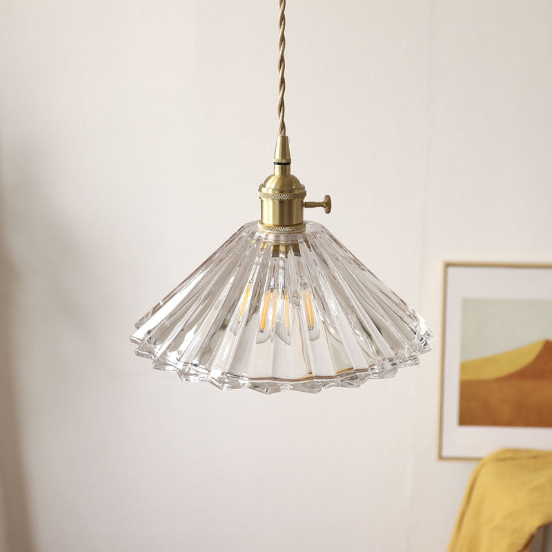 Nordic Minimalist Vintage Clear Brass Pendant Light 1-Light Fixture