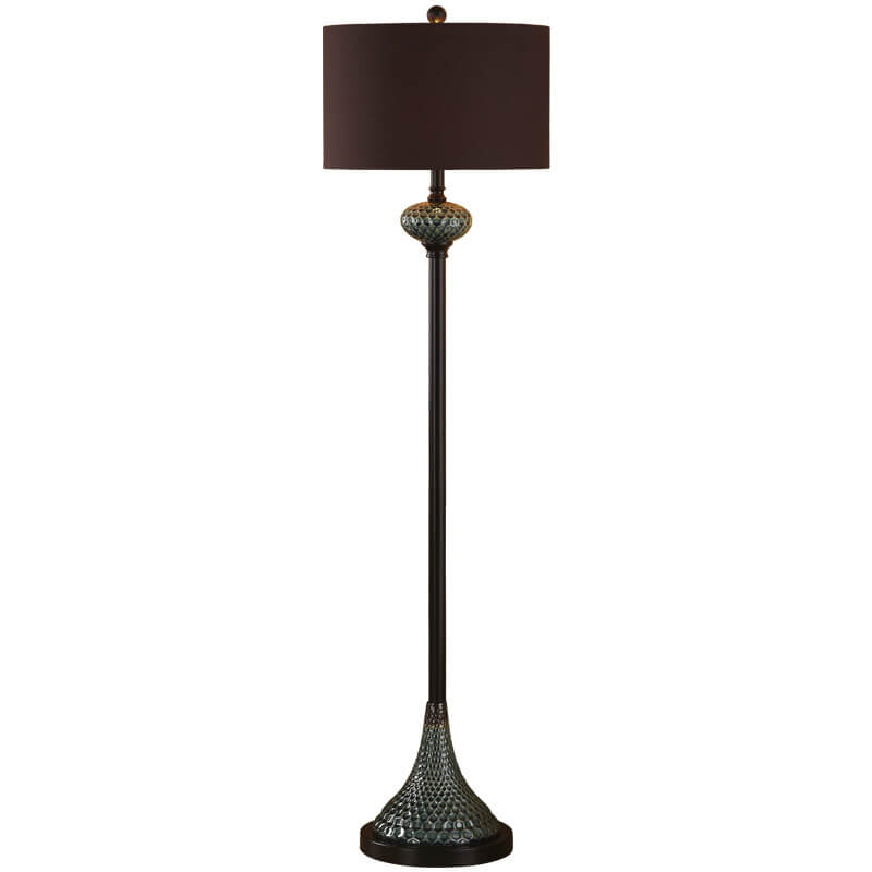 European Light Luxury Floor Lamp with Ceramic Hardware - 1-Light Design Fabric Shade