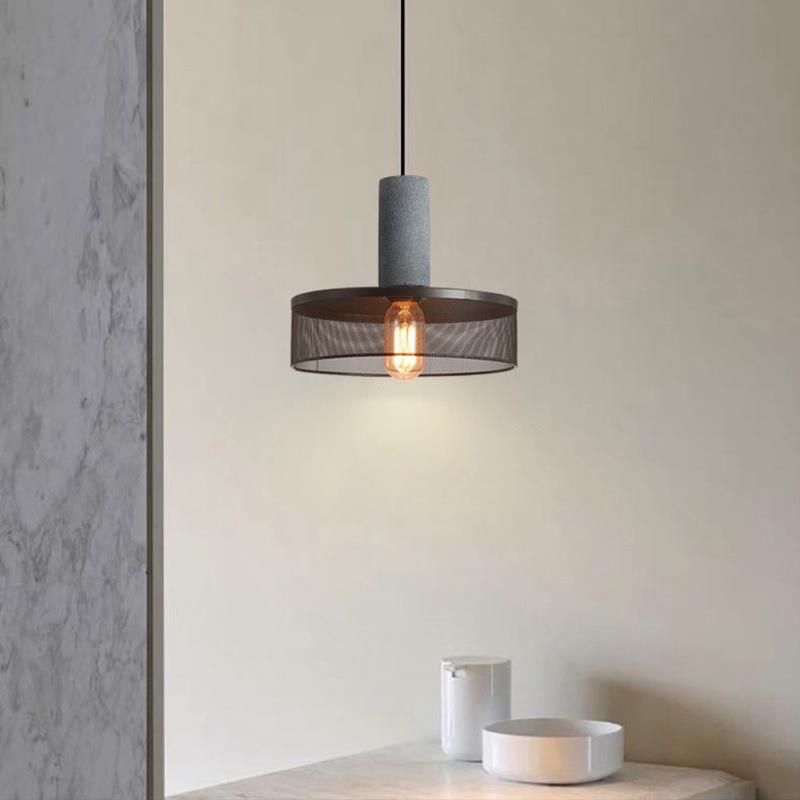 Contemporary Industrial Tapered Cement & Iron Pendant Light - 1-Light for Living Room
