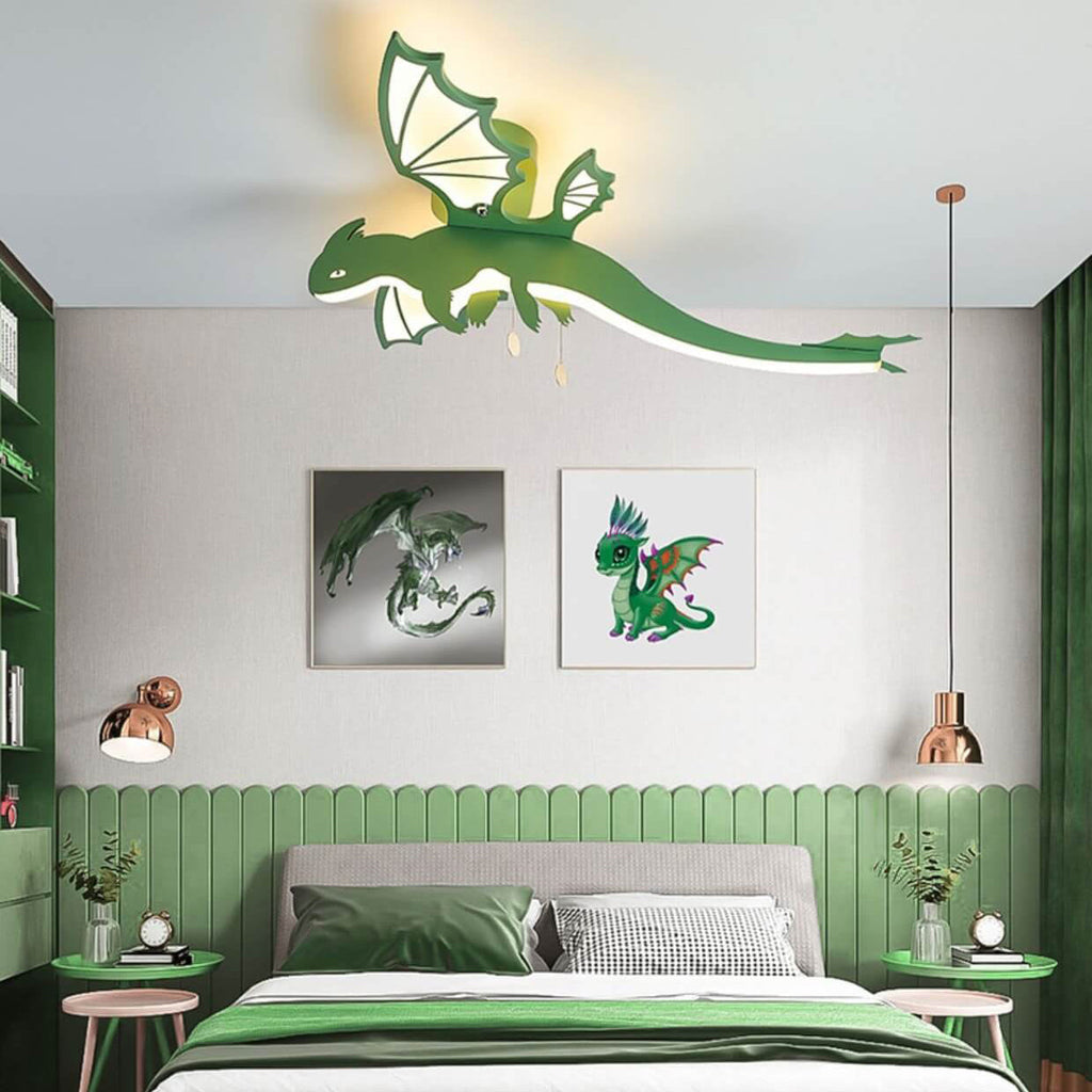 Contemporary Creative Acrylic Cartoon Dinosaur LED Semi-Flush Mount Ceiling Light for Kids Bedroom, Nursery, Playroom, Fun Lighting, Cute Dino Design, Adjustable Brightness, Modern Home Decor, Unique Children's Room Light Fixture