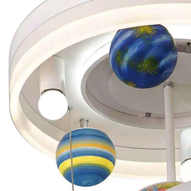 Contemporary Creative Kids Round Orb Globe Hardware Acrylic LED Flush Mount Ceiling Light for Bedroom, Modern Kids Room Lighting, Stylish LED Flush Mount Light Fixture, Decorative Kids Ceiling Light, Colorful Nursery Lighting, Energy-Efficient Globe Light