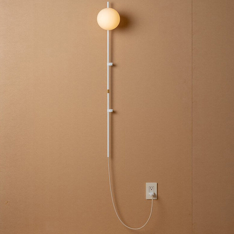 Minimalist Long Pole Glass Globe Wall Sconce Lamp – Modern Lighting Fixture for Home Decor