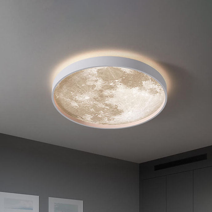 Modern Minimalist Moon LED Flush Mount Ceiling Light for Living Room