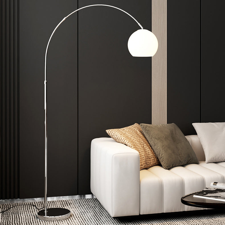 Scandinavian Glass Shade Fishing Rod Floor Lamp - 1-Light Iron Design for Living Room