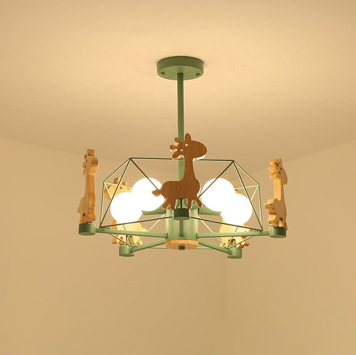 Scandinavian Modern Giraffe Pentagram Semi-Flush Mount Light - Iron & Glass 4/5 Light Ceiling Fixture