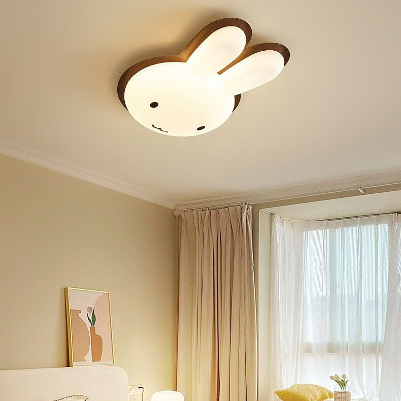 Modern Funny Bunny Kids Iron Acrylic LED Flush Mount Light - Cute Kids Room Lighting, Playful Bunny Design, Energy Efficient Bedroom Fixture, Nursery Ceiling Lamp, Childrens Room Decor, Fun Kids Lighting, Stylish LED Flush Ceiling Light for Toddlers, Uniq