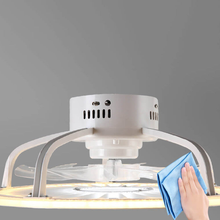 Slim Round LED Ceiling Fan Light - Modern ABS Flush Mount Design
