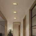 Modern Minimalist Oval Wood Grain LED Flush Mount Ceiling Light for Hallway