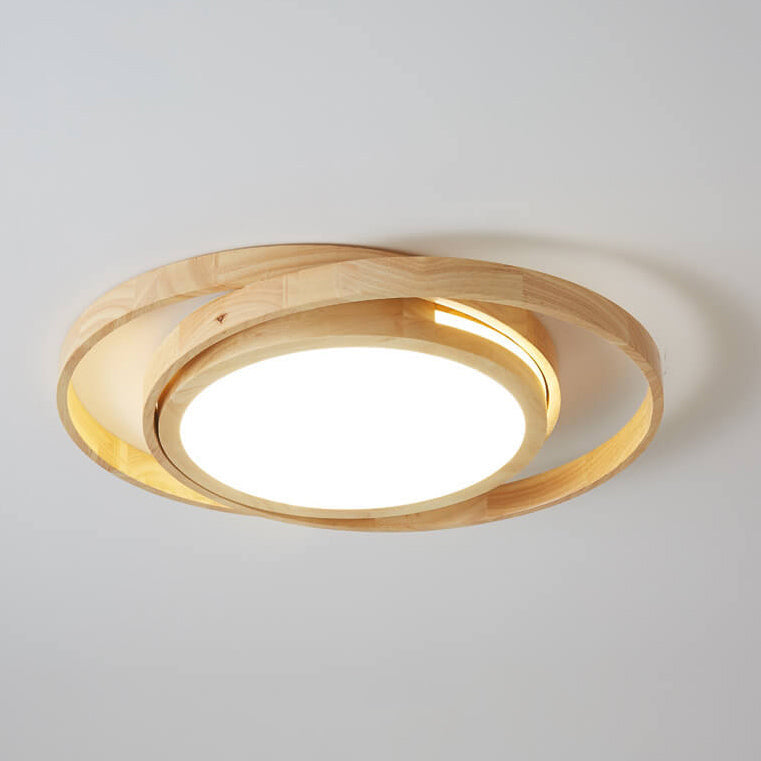 Minimalist Wood Circle LED Flush Mount Ceiling Light