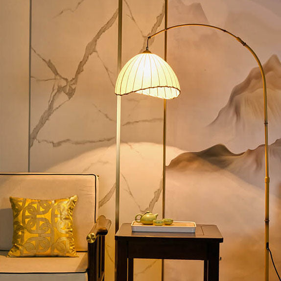 Vintage Fabric Marble Fishing Imitation Bamboo Floor Lamp with Light