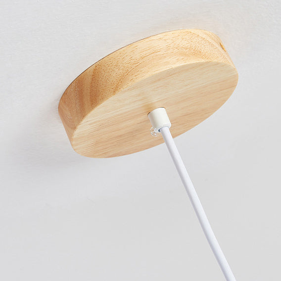 Modern Minimalist Rubberwood Cylinder LED Pendant Light for Bedroom