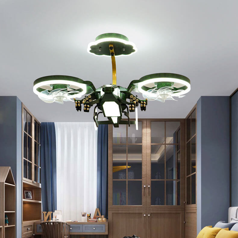 Modern Children's Helicopter Ceiling Fan Light - Acrylic LED Semi-Flush Mount