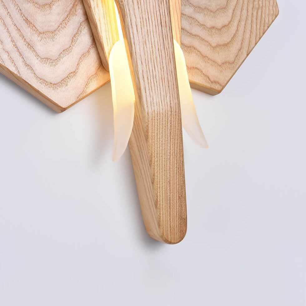 Nordic Solid Wood Elephant LED Wall Sconce Lamp