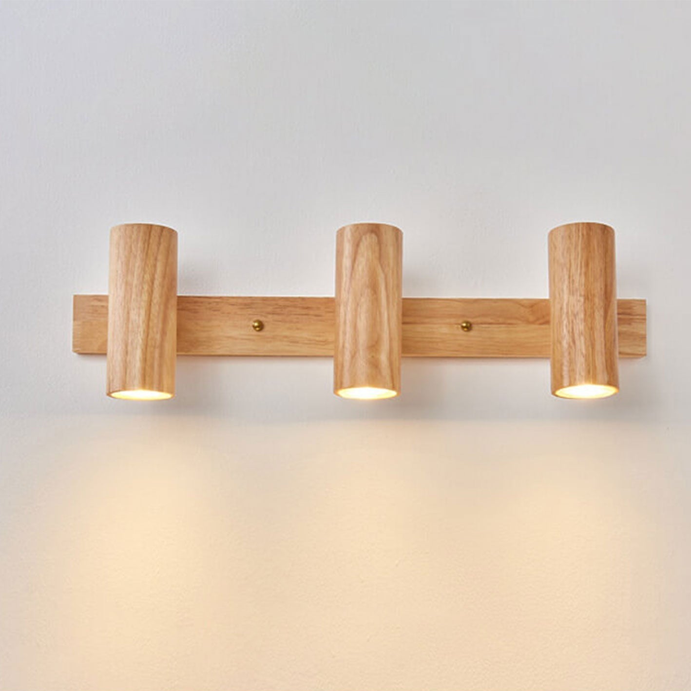 Modern Minimalist Wood Track Spotlight Wall Sconce 1/2/3 Light Lamp