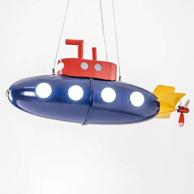 Contemporary Cartoon Submarine LED Chandelier for Kids Bedroom, Unique Iron Lighting Fixture, Nautical Themed Ceiling Light, Playful Home Decor, Kids Room Illumination, Modern Childrens Lighting Design, Creative Underwater Nautical Pendant Light