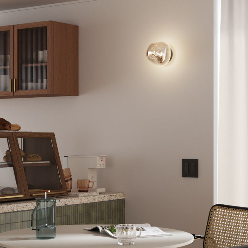 Modern Minimalist Electroplated Glass Wall Sconce Lamp - Irregular Sphere Design for Living Room Lighting