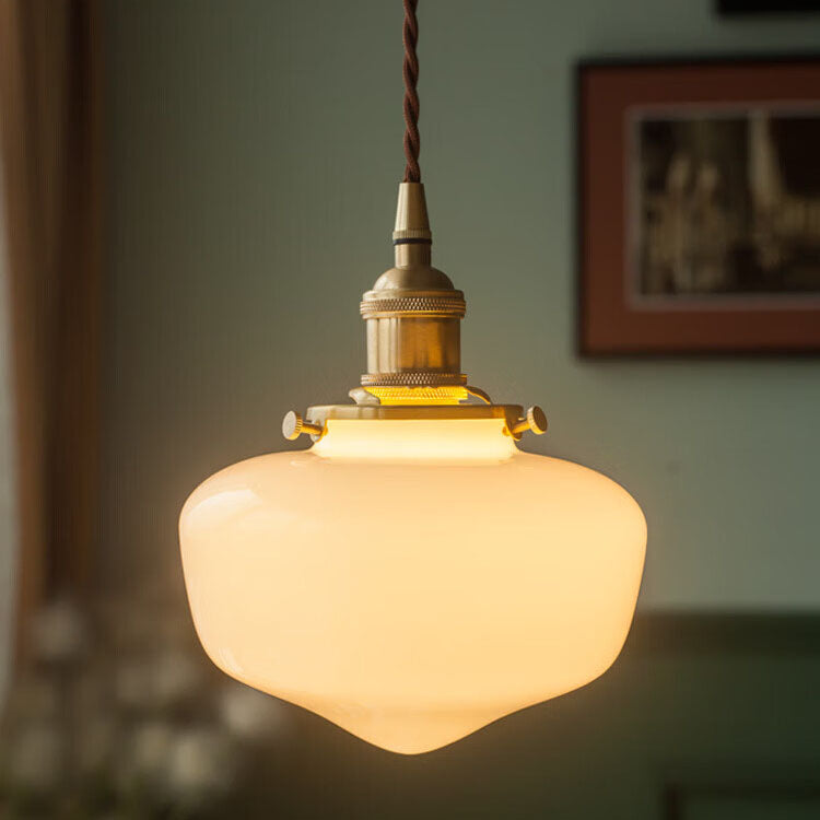 Nordic Vintage Brass Glass Pendant Light - 1-Light Hanging Lamp for Home Decor