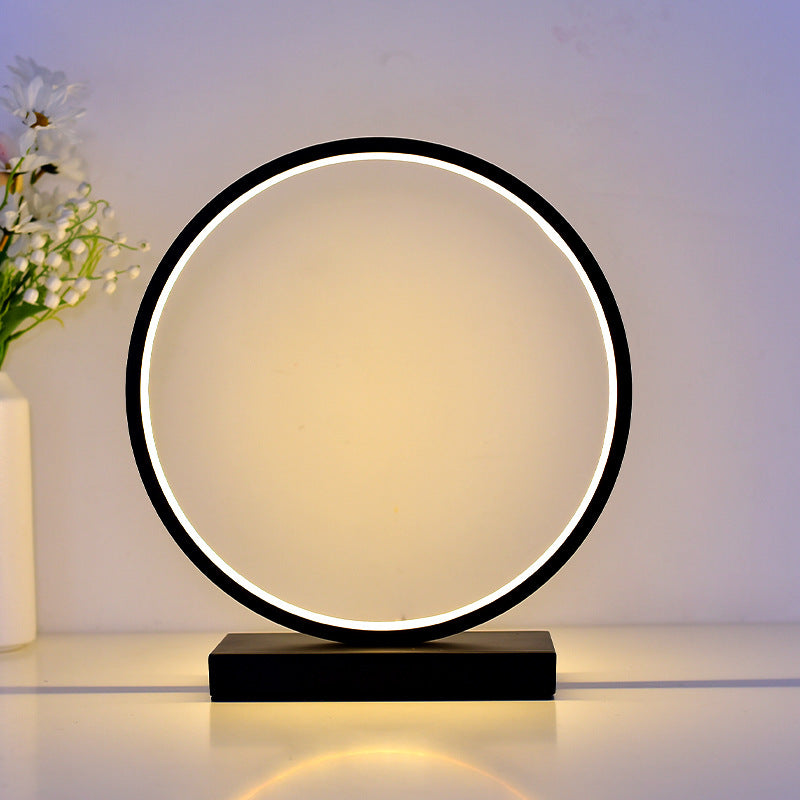 Contemporary Nordic Iron Acrylic Circle Deer USB Plug-in LED Night Light Table Lamp for Bedroom, Modern Decorative Lighting, Unique Home Decor, Soft Warm White Glow, Rechargeable Bedroom Lamp, Elegant Nightstand Light, Creative Gift for Kids and Adults, S